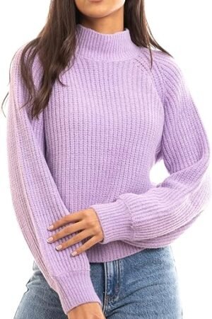 Knitted Balloon Sleeves Pullover Sweater