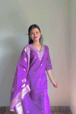 Elegant Embroidered Kurta With Dupatta