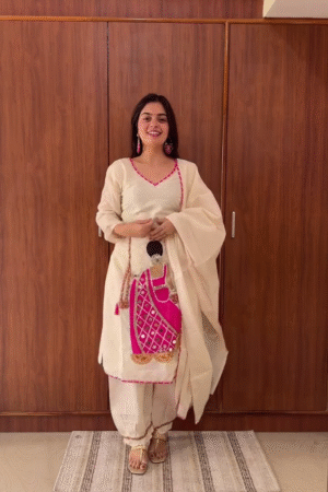 Ivory Embroidered Kurta Pant Set