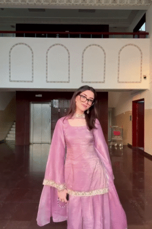 Lavender Pink Sharara Suit with Bell Sleeves & Dupatta – Elegant Party & Festive Ethnic Wear