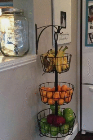 Black 3-Tier Hanging Fruit Basket Stand